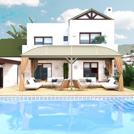 Pátio 300*600CM Pátio Gazebo de Alumínio com Cortina